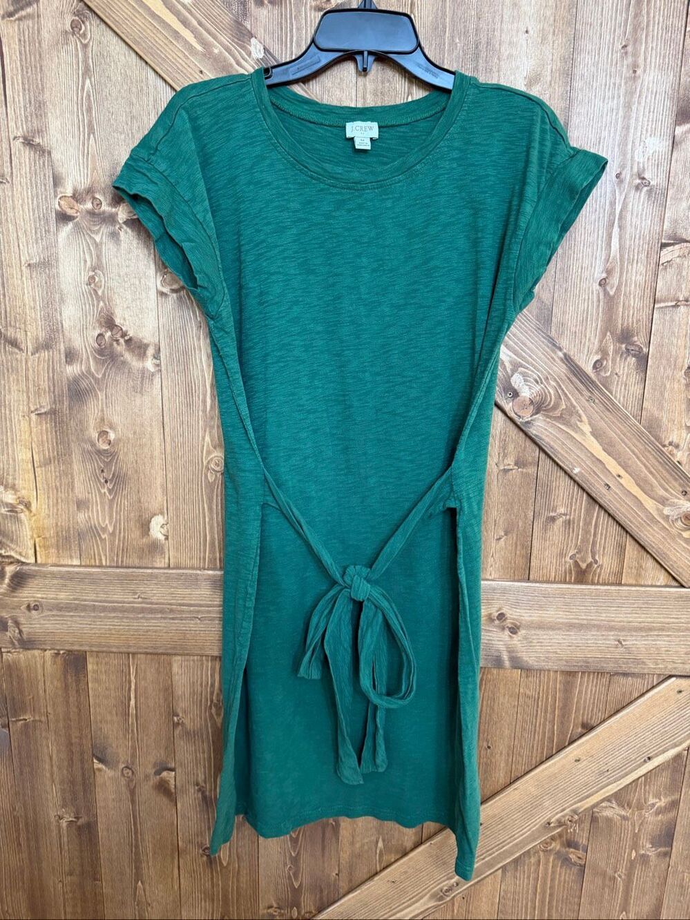 J.Crew Women’s Medium Green Tie Front Short Sleeve T-Shirt Dress (9441)